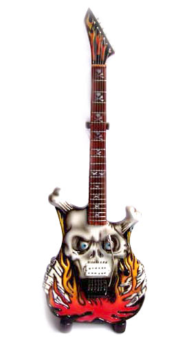 Guitare Miniature George Lynch Carved Flaming Skull